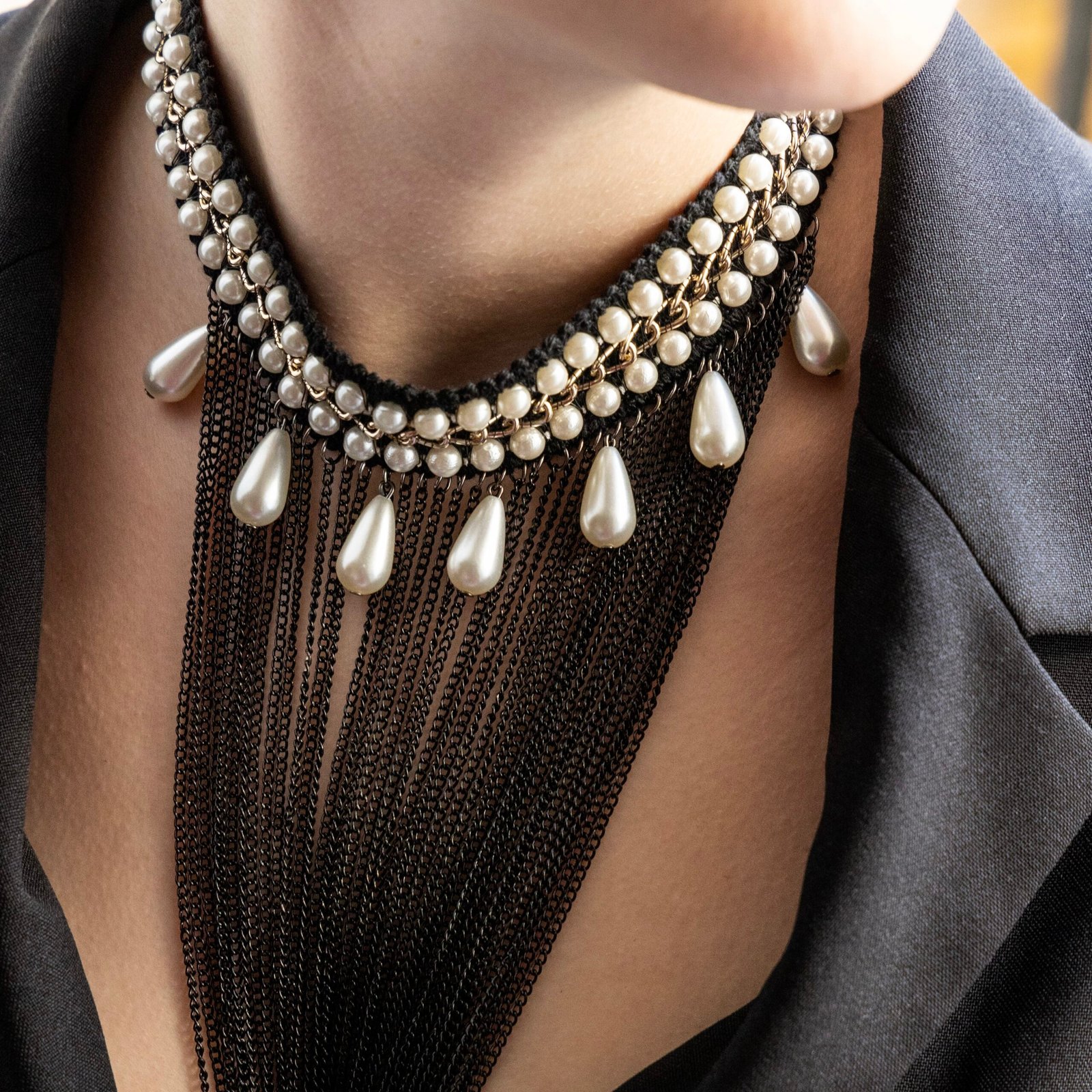 Noir Choker με Πέρλες